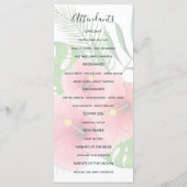 Programme de mariage Luau Hawaïen aquarelle Aloha (Dos)