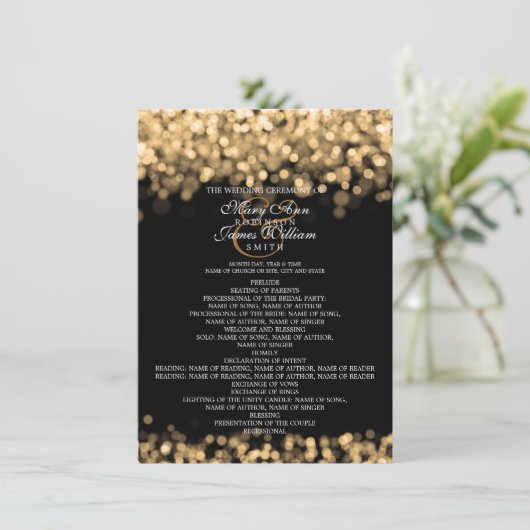 Programme de mariage lumières dorées (Debout devant)