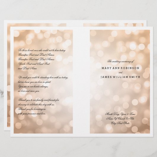 Programme de mariage Lumières Parties scintillant  (Devant / Derrière)