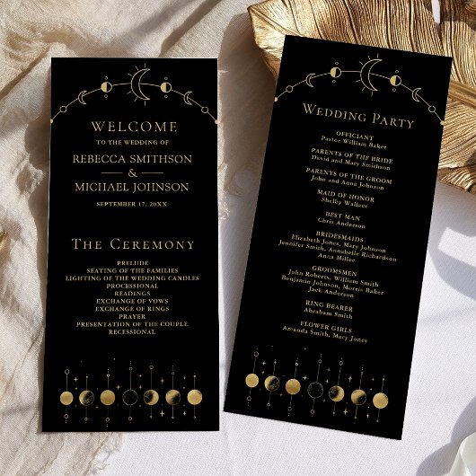 Programme de mariage Lune croissante Or noir céles