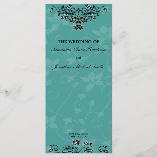 Programme de mariage - Lustre Turquoise Floral (Devant)