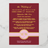 Programme de mariage Luxe Monogramme Bordeaux Or (Recto)