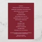 Programme de mariage Luxe Monogramme Bordeaux Or (Verso)