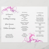 Programme de mariage Magenta Flourish Tri-fold Mod (Devant)