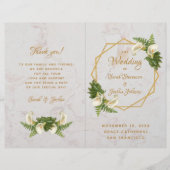 Programme de mariage Marbre blanc et or Lys calla (Devant)