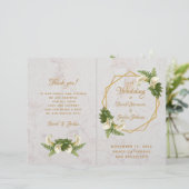 Programme de mariage Marbre blanc et or Lys calla (Debout devant)