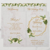 Programme de mariage Marbre blanc et or Lys calla (Devant / Derrière)