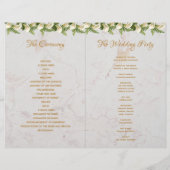 Programme de mariage Marbre blanc et or Lys calla (Dos)