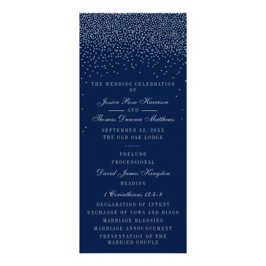 Programme de mariage Marine Blue & Glam Silver Con (Devant)