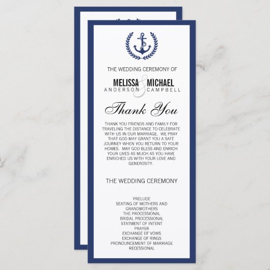 Programme de mariage Marine Perfect Chevron/Zig Za (Devant / Derrière)