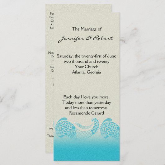 Programme de mariage maritime à Sand et Aqua (Devant / Derrière)