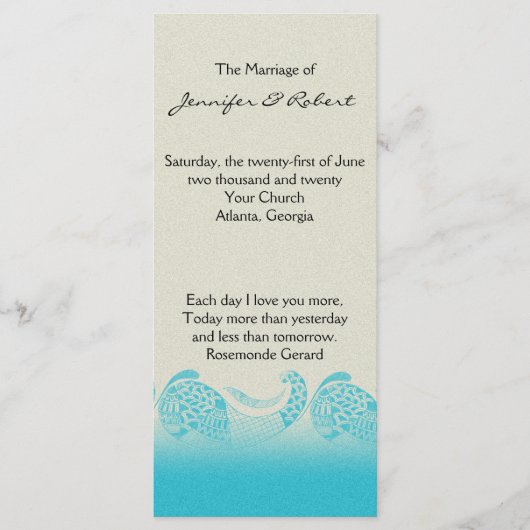 Programme de mariage maritime à Sand et Aqua (Devant)