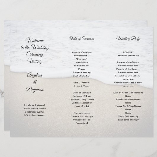 Programme de mariage maritime Modèle photo Tri-fol (Devant / Derrière)