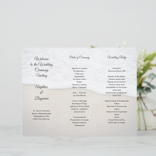 Programme de mariage maritime Modèle photo Tri-fol (Debout devant)