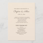 Programme de mariage marron crème moderne (Devant)
