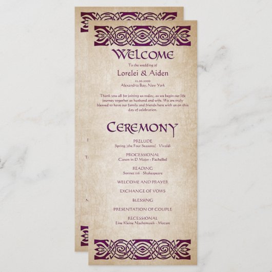 Programme de mariage médiéval (Devant / Derrière)