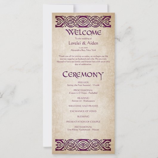 Programme de mariage médiéval (Devant)