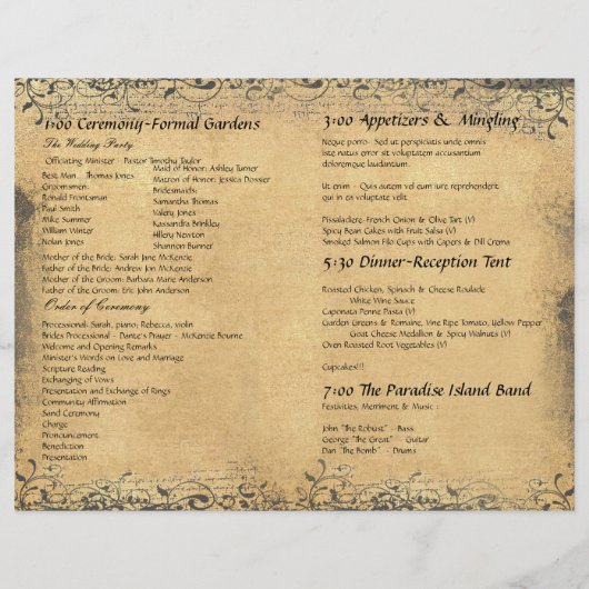 Programme de mariage médiéval Coral Heart Leaf Tre (Dos)