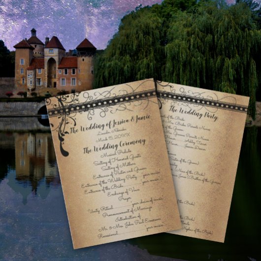 Programme de mariage Médiéval Renaissance Or et No