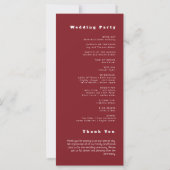 Programme de Mariage Merlot Minimaliste Simple (Dos)