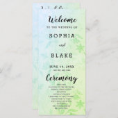 Programme de mariage métallique vert et floral (Devant / Derrière)