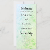 Programme de mariage métallique vert et floral (Devant)