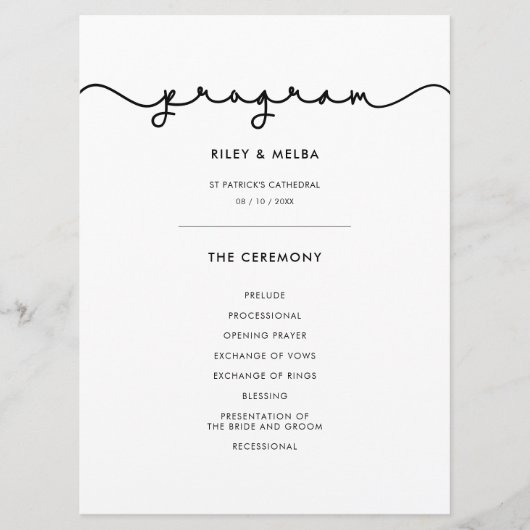 Programme de mariage mignon simple (Devant)