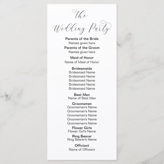 Programme de mariage minimal avec initiale de mono (Dos)