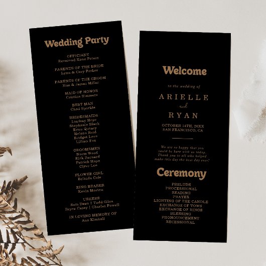 Programme de mariage minimal classique Or noir