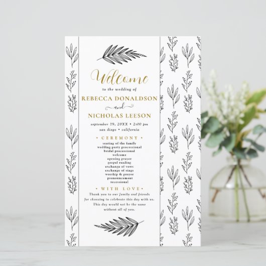 Programme de mariage minimal de script de texte (Debout devant)