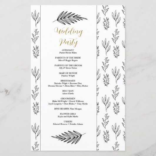 Programme de mariage minimal de script de texte (Dos)