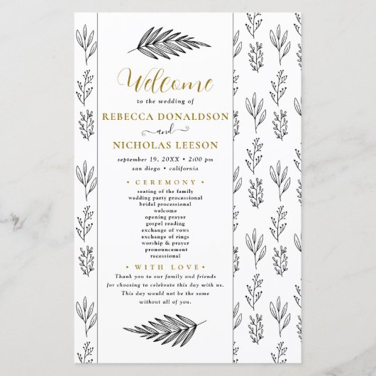 Programme de mariage minimal de script de texte (Devant)