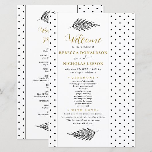 Programme de mariage minimal de script moderne (Devant / Derrière)