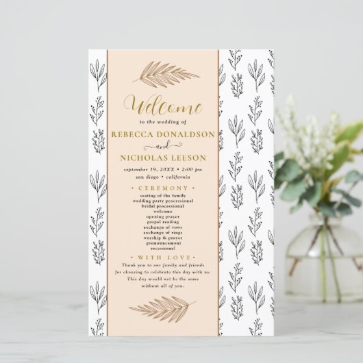 Programme de mariage minimal de texte (Debout devant)