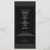 Programme de mariage minimal moderne gris noir or (Dos)