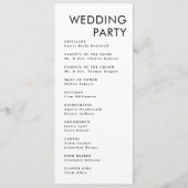 Programme De Mariage Minimal Moderne Ordre Des Évé (Dos)