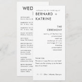 Programme De Mariage Minimal Moderne Ordre Des Évé (Devant / Derrière)