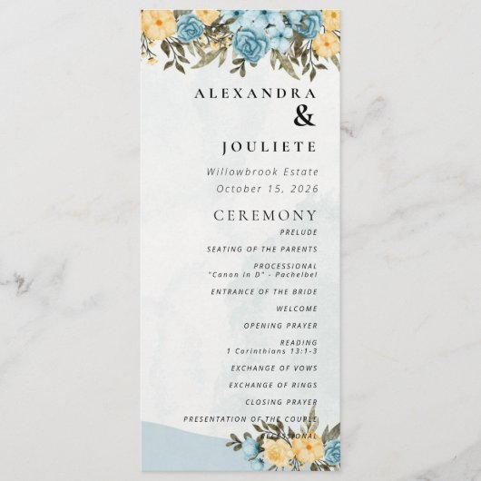 Programme De Mariage Minimal Moderne Ordre Des Évé (Devant)