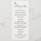 Programme De Mariage Minimal Moderne Ordre Des Évé (Dos)