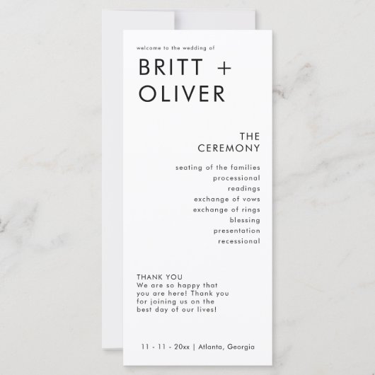 Programme De Mariage Minimal Moderne Ordre Des Évé (Devant)