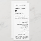 Programme De Mariage Minimal Moderne Ordre Des Évé (Devant / Derrière)