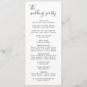 Programme De Mariage Minimal Moderne Ordre Des Évé (Dos)