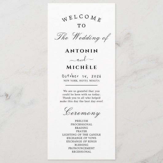 Programme De Mariage Minimal Moderne Ordre Des Évé (Devant)