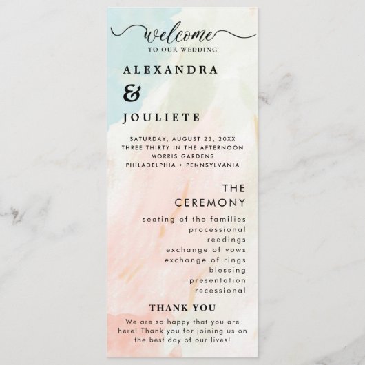 Programme De Mariage Minimal Moderne Ordre Des Évé (Devant)