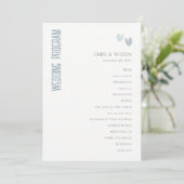 Programme de mariage minimal Pastel Dusky Blue Hea (Debout devant)