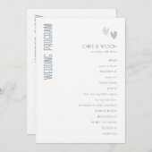 Programme de mariage minimal Pastel Dusky Blue Hea (Devant / Derrière)