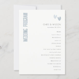 Programme de mariage minimal Pastel Dusky Blue Hea