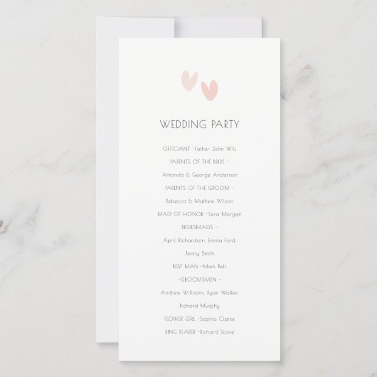 Programme de mariage minimal Pastel Dusky Pink Hea (Dos)