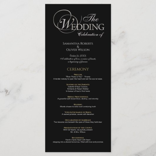 Programme de mariage minimal pour le texte seuleme (Devant)