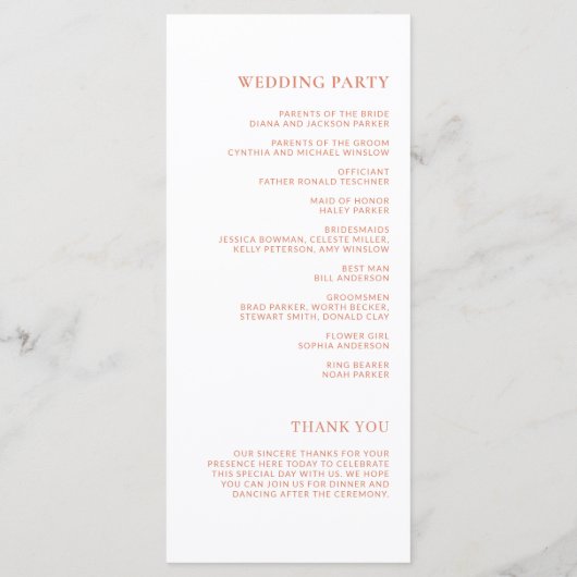 Programme de mariage minimal pour les agrumes blan (Dos)